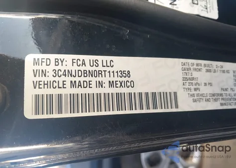 2024 Jeep Compass Latitude 4X4 из США, поврежденный, VIN 3C4NJDBN0RT111358